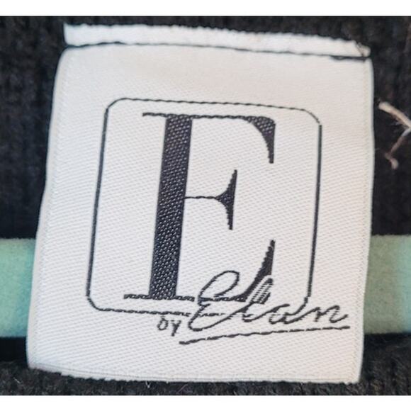 E by Elan Black Knit Sweater Blouse S Sheer Back Panel Zipper Detail EUC - Picture 5 of 8